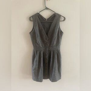Sleeveless Gray Button-Front Dress